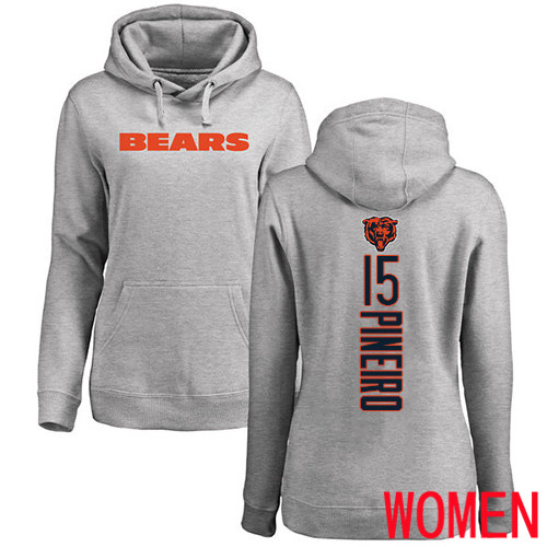 Chicago Bears Ash Women Eddy Pineiro Backer NFL Football #15 Pullover Hoodie Sweatshirts